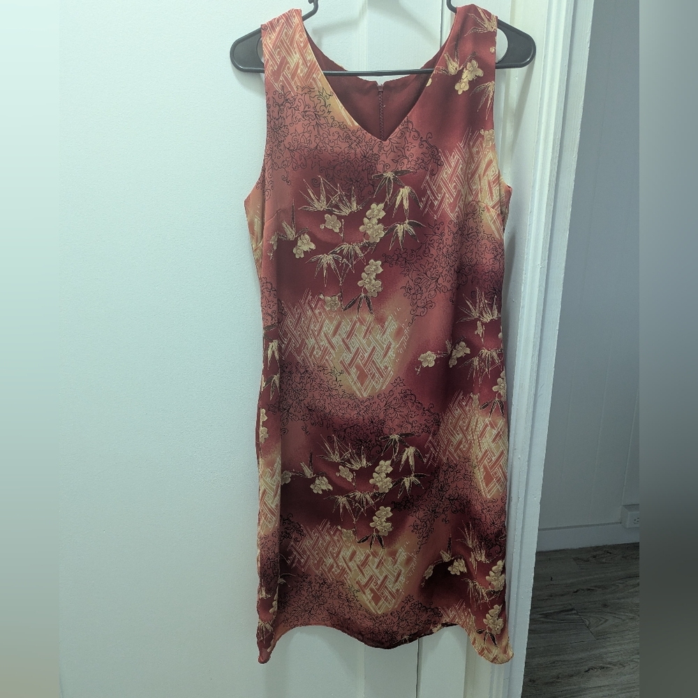Kathie Lee Collection Sleeveless Midi Dark Red Floral Dress